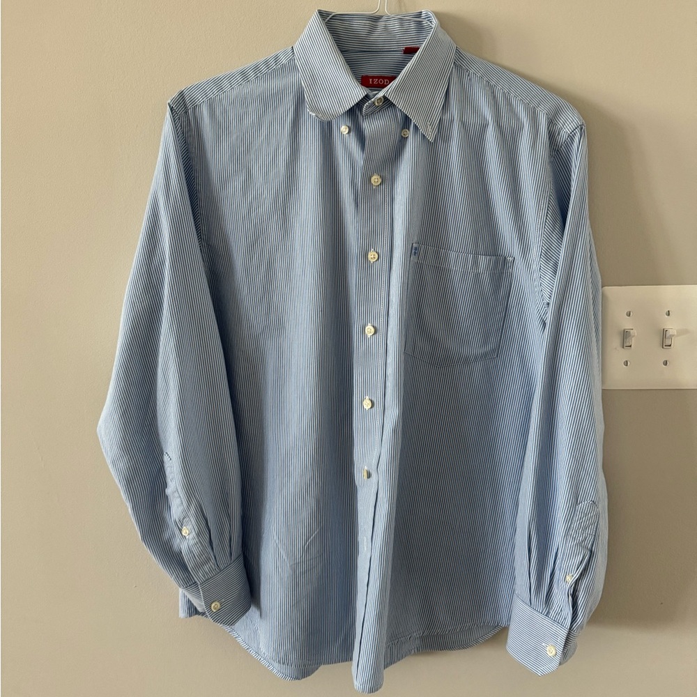 Men's IZOD Blue-Striped Button-Down Shirt - M